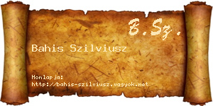 Bahis Szilviusz névjegykártya